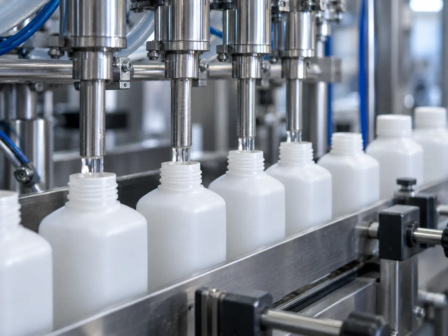Macchina per il riempimento dei flaconi durante la lavorazione